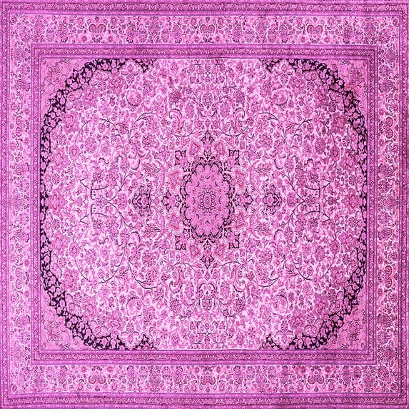 Ahgly Company Indoor Square Medallion Pink Traditional Area Rugs, 4' Square