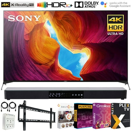 Sony XBR85X950H 85 inch X950H 4K Ultra HD Full Array LED Smart TV 2020 Model Bundle with Surround Sound 31" Soundbar 2.1 CH, Flat Wall Mount Kit, 6-Outlet Surge Adapter and TV Essentials