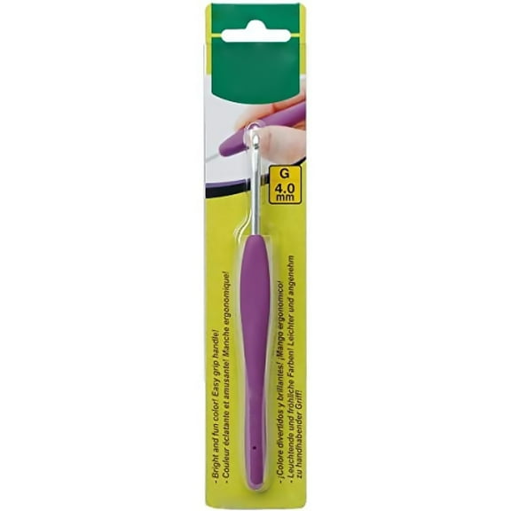 Crochet Hook Size G 4.0mm, Ergonomic Handle for Comfortable Knitting, Smooth Yarn Stitch Tool, Purple