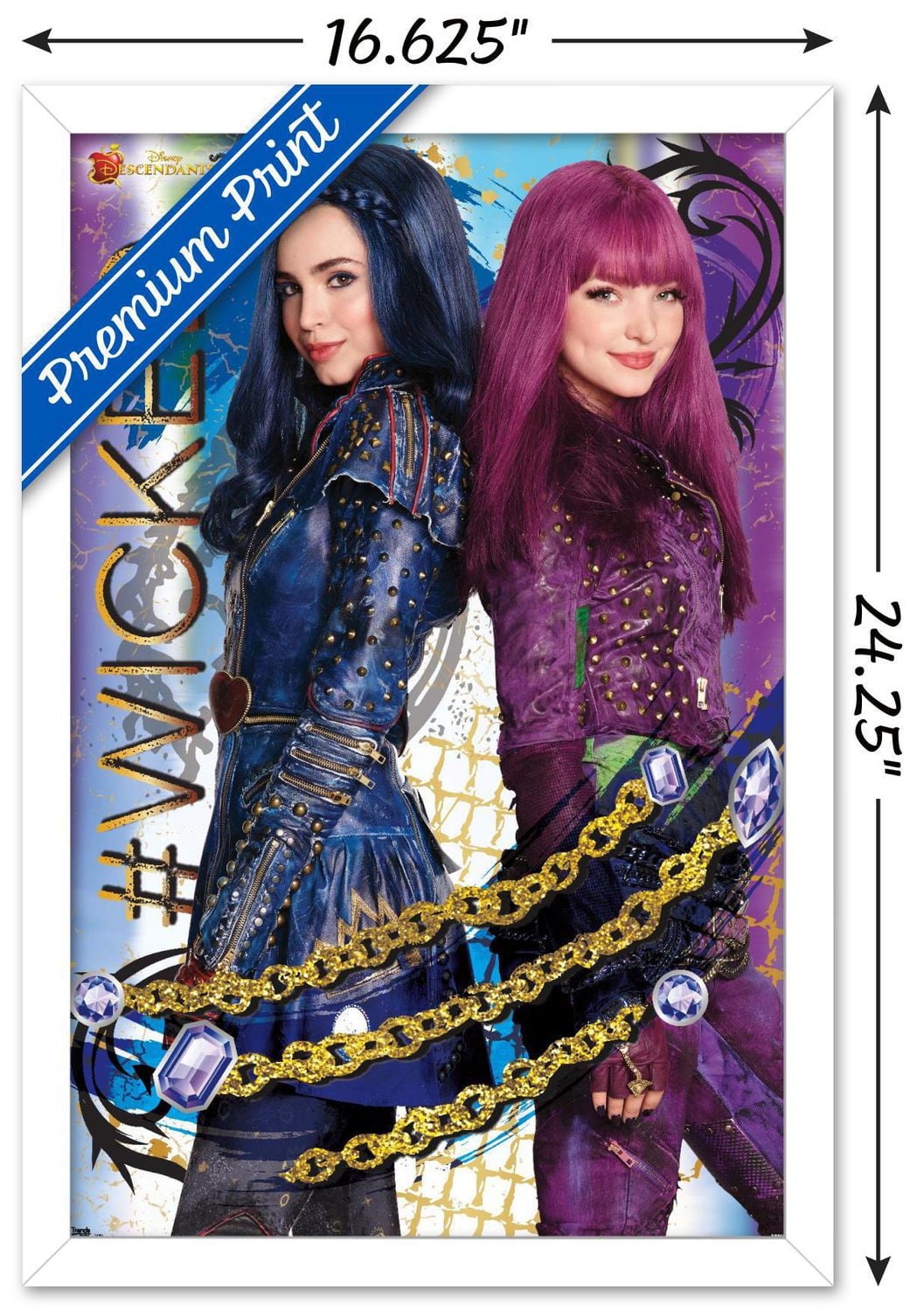 Disney Descendants 2 - Wicked Wall Poster, 14.725" x 22.375" Framed