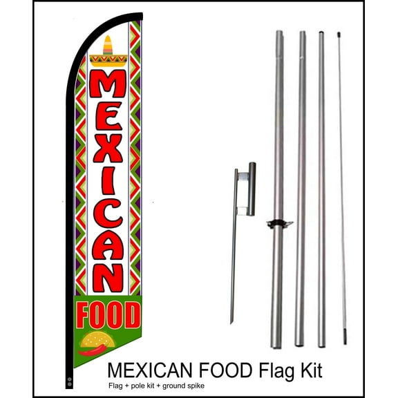Mexican Food Swooper Flag Kit 15 ft Tall -by flagsandsigns