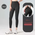 thumbnail image 1 of Pantalones de yoga acanalados Cintura alta Estiramiento Gimnasio Fitness Leggings Deportes sin costuras para mujer Correr Color sólido Control de barriga Leggings de entrenamiento, 1 of 5