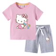 thumbnail image 3 of Hello Kitty verano niños pequeños de algodón de manga corta camiseta traje niños pantalones cortos de manga corta conjunto de dos piezas ropa para niños, 3 of 5