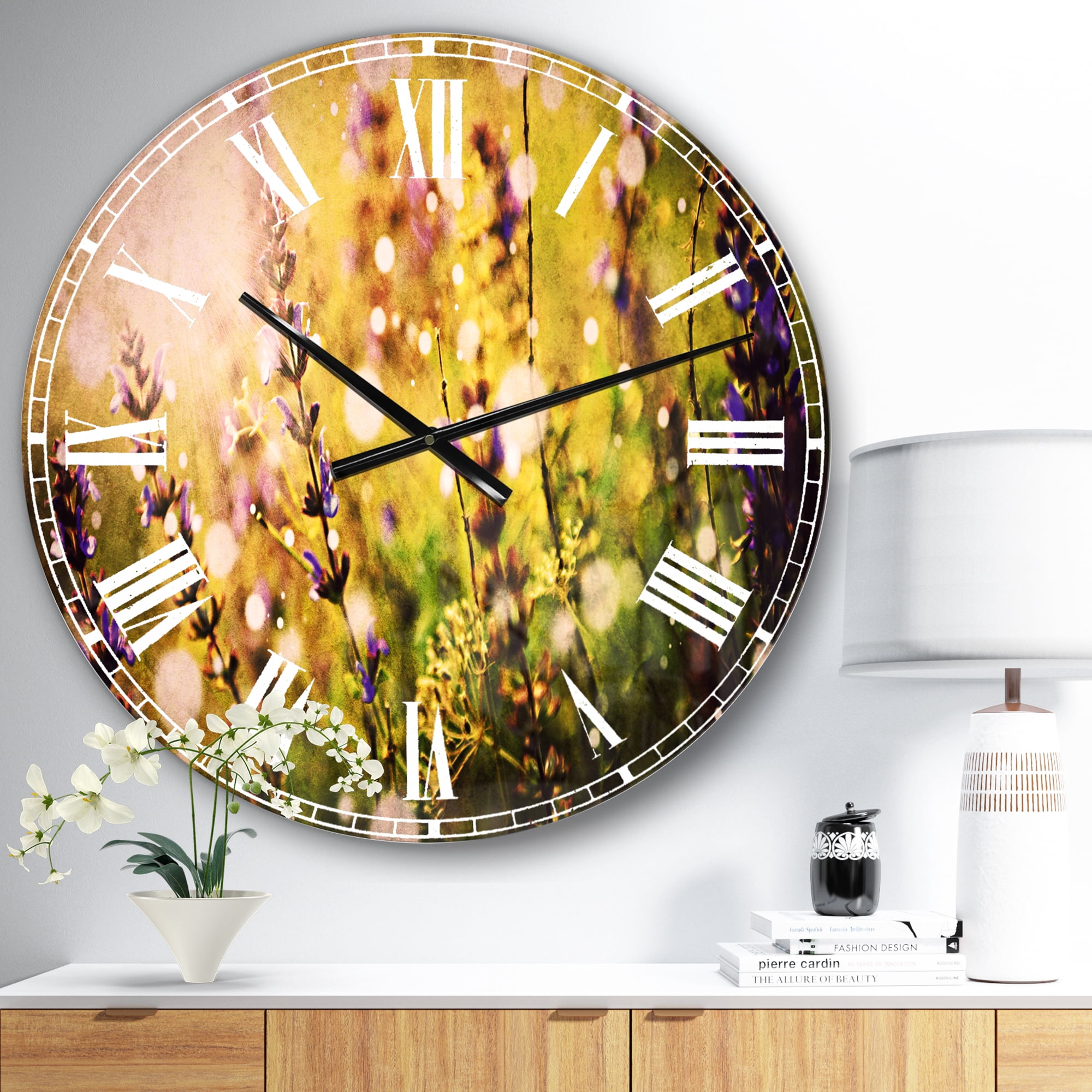 Designart 'Beautiful Purple Wild Flowers' Traditional wall clock
