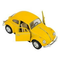 Rhode Island Novelty - Pull Back Die-Cast Metal Vehicle - 1967 VOLKSWAGEN BEETLE (Yellow)(5 inch)