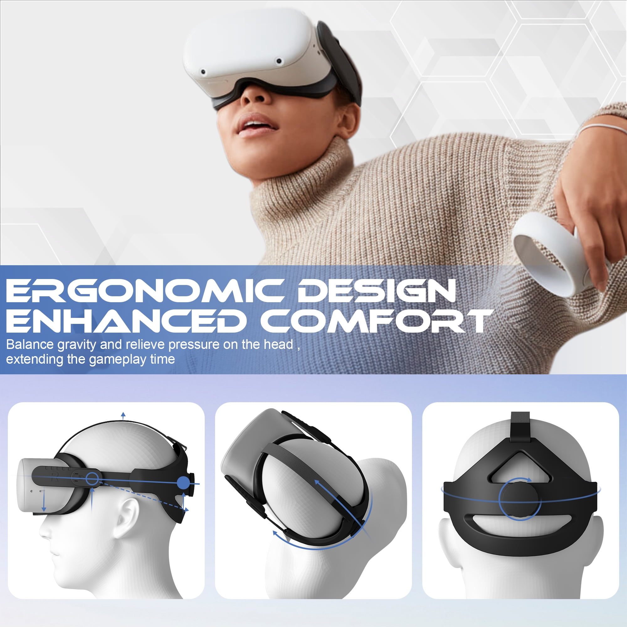 Orzero Adjustable Strap for Oculus Quest 2, Elite Strap