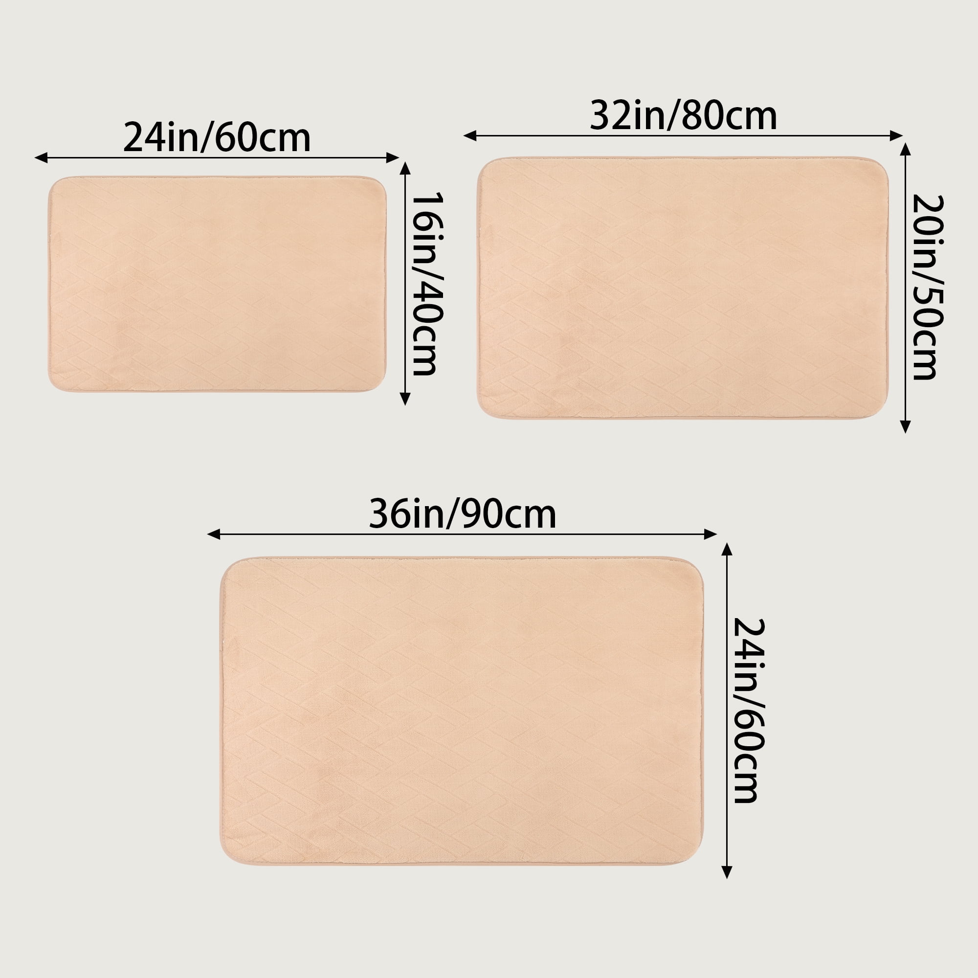 Unique Bargains Bathroom Mat Memory Foam Non-Slip Bath Rugs Khaki 24" x 36"