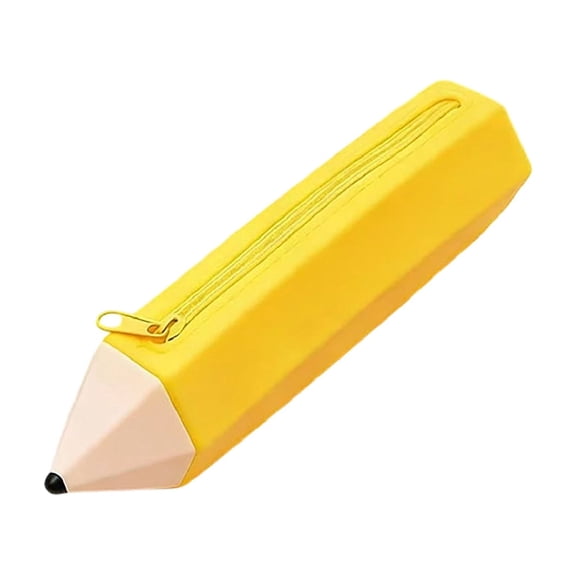 Kyusrd Pencil-Shaped Silicone Pencil Pouch,Soft Zipper Stationery Bag with Portable Design,Versatile Organizer for Desk