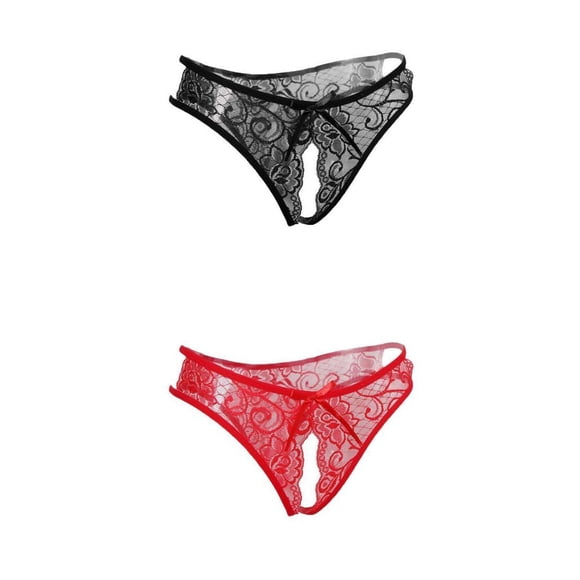 2x Lencería de Encaje con Abertura en La Parte Delantera de Las Mujeres T-Back