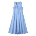 thumbnail image 6 of Tumotour Summer Maxi Dress For Women'S V-Neck Button Flowy A-Line Dress T-Shirt Long Dress Buttoned Beach Sleeveless Sundress, 6 of 7