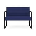 thumbnail image 2 of Waterfall Reception Waiting Room Sled Base Loveseat / Black Steel / Blue, 2 of 5