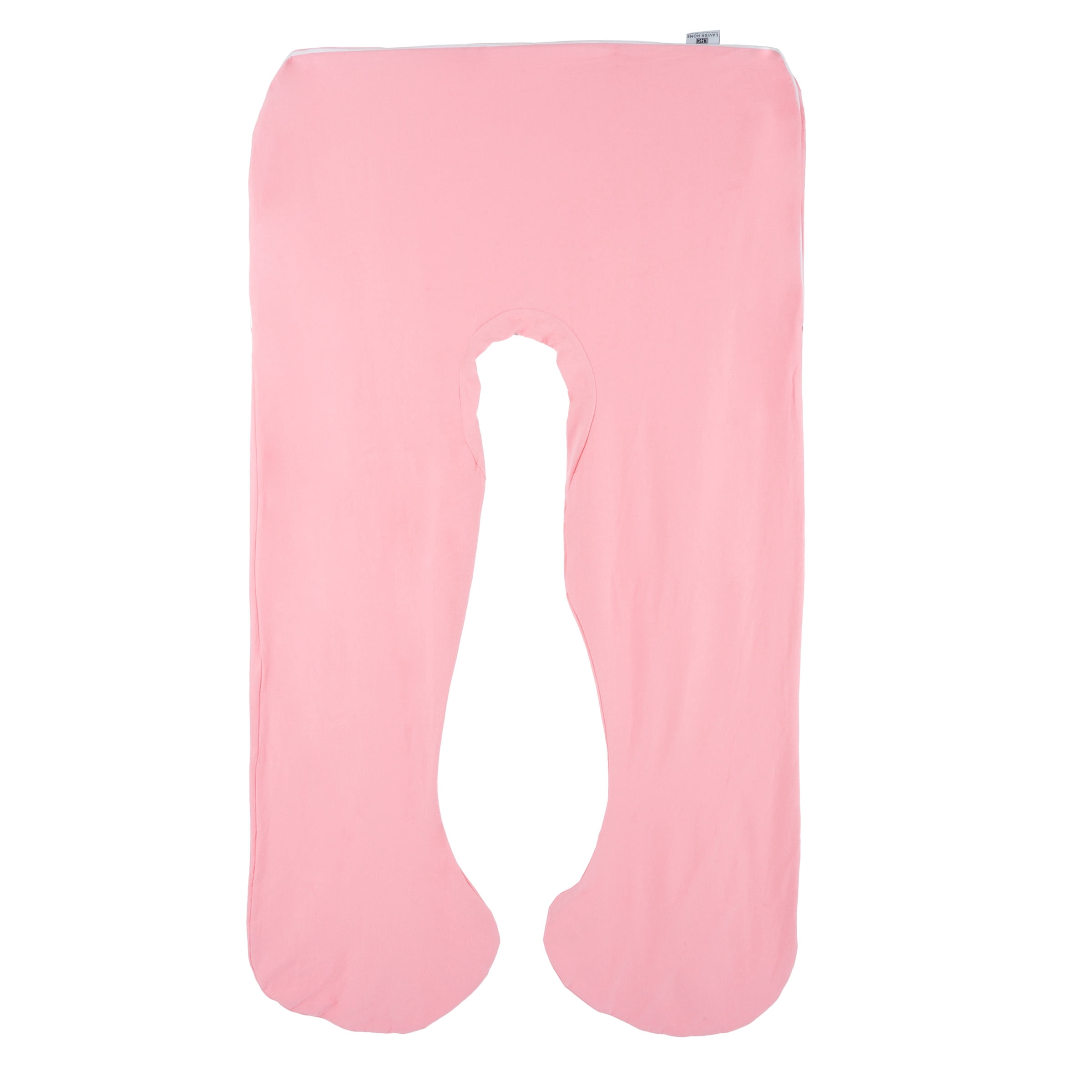 Full Body Pillow Cover- U-Shaped 100% Cotton Jersey Replacement Pillowcase, Removeable with Zipper for Pregnancy/Body Pillows by Lavish Home (Pink)