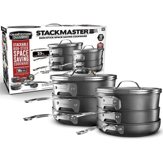 Granitestone Stackmaster Blue 15 Piece Pro Series Stackable Hard Anodi –