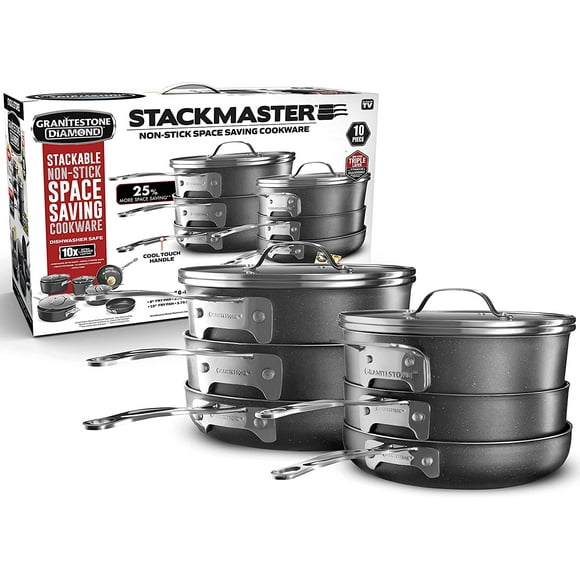 Granitestone Stack Master 10 Pièces Batterie de Cuisine Ensemble