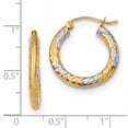 thumbnail image 2 of 14k White Rhodium Diamond-cut Satin Hoop Earrings TF1055, 2 of 2