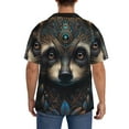 thumbnail image 3 of KLL Tribal Style Raccoon Print Men's Shirt Short Sleeve Button Down Summer Cuba Beach Shirts- 4X-Large, 3 of 5
