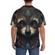 thumbnail image 3 of Balery Tribal Style Raccoon Camisa Casual de Manga Corta con Botones para Hombre, Texturizada, Estilo Cubano, para Playa, Verano-Small, 3 of 5