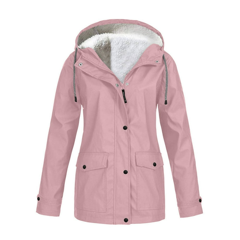 Women's Waterproof Jacket Raincoat Fleece Lined Warm Winter Coat Plus ...