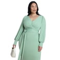 thumbnail image 3 of ELOQUII Women's Plus Size Cross-Front Belted Knit Midi Dress, 3 of 3