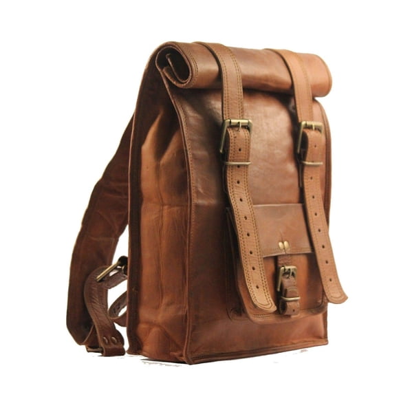 Mochila URBAN DEZIRE de piel, estilo vintage, enrollable, portátil para hombre
