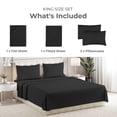 thumbnail image 4 of Sleepy Town Bed Sheets Set, Soft & Wrinkle Free Microfiber 4 Piece King Sheet Set Deep Pocket, Black, 4 of 5