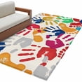 thumbnail image 2 of Area Rug for Living Room, Colorful Handprints Non-Slip Indoor Large Carpet for Bedroom/Dining Room, Rainbow Abstract Hand Foot Prints Washable Low-Profile Rectangle Floor Mat Runner Rugs - 3 x 5 Ft, 2 of 7