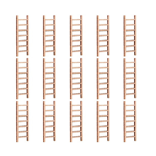 15 piezas Mini escalera de madera modelo adornos escalera Microlandschaft modelo decoración creativa DIY mesa de arena decoración de paisajismo para tienda de casa