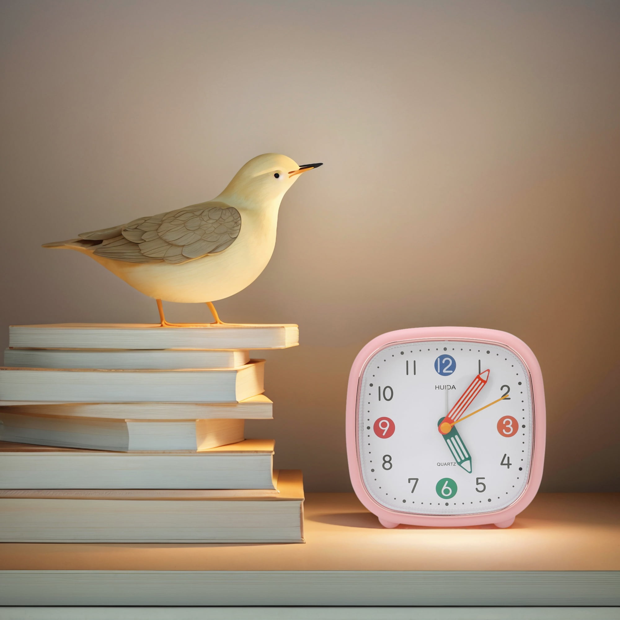 Unique Bargains Mechanical Alarm Clock Pink 4.1"L x 1.8"W x 4.1"H
