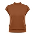thumbnail image 5 of QUNYINEY Mock Neck T Shirts for Women Trendy Short Sleeve Cotton Summer Tops Slim Fit Pullover Solid Casual Shirts, 5 of 5