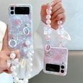 thumbnail image 6 of for Galaxy Z Flip 3 Case Cute Design White Shell Love Print, Kawaii Strap Case for Samsung Galaxy Z Flip 3, Lovely Girly Case for Z Flip 3 Luxury Beads Bow Wristband, Fashion Women Case for Flip 3, 6 of 7