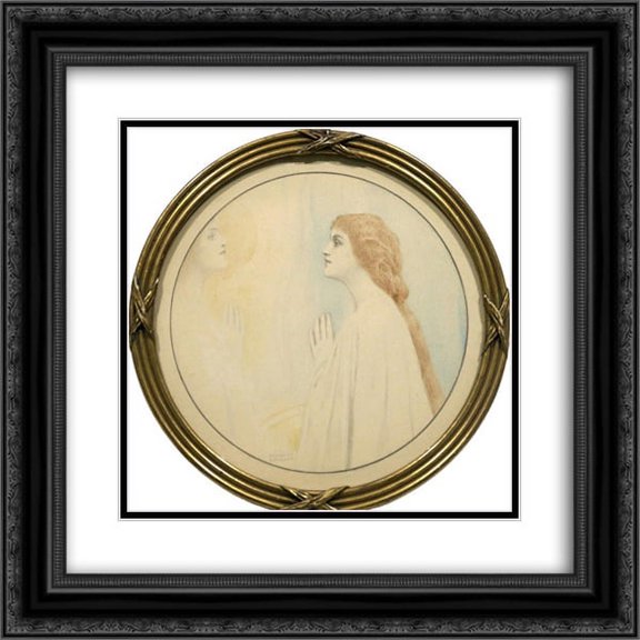 Fernand Khnopff 2x Matted 20x20 Black Ornate Framed Art Print 'La Conscience'
