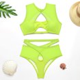 thumbnail image 3 of WREESH Women'S Mesh Pure Color Hollow Bikini Two-Piece Swimsuit, 3 of 9