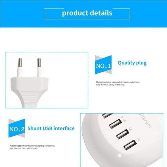 4 Ports Charging Station Convenient Multi Power Bank USB Charger For Smartphones Power Bank Tablet Computer