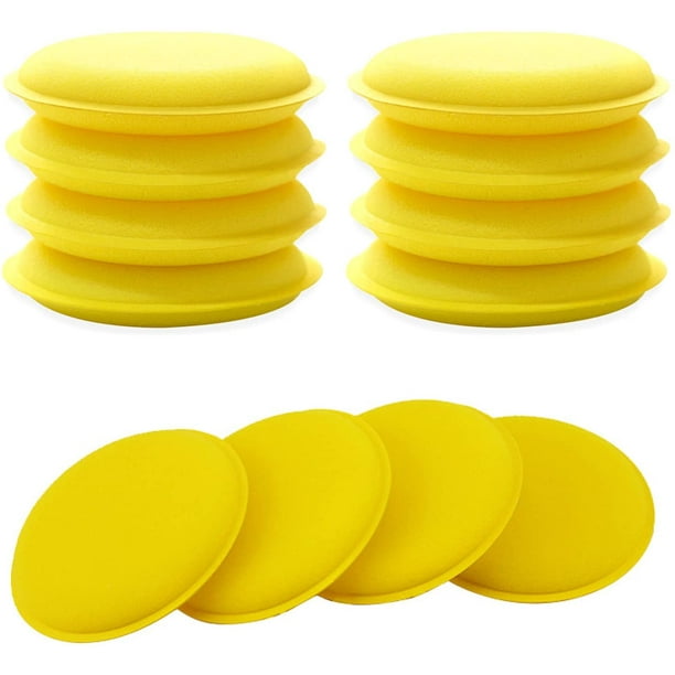 Esponja para pulir automóviles (amarilla), 12 almohadillas aplicadoras de cera para automóviles, almohadillas de pulido de microfibra para limpiar vidrios de automóviles y vehículos.