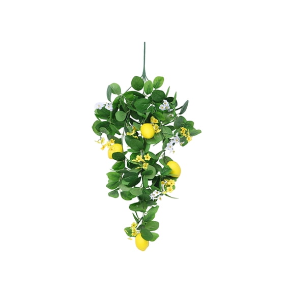 laqbezok Artificial Lemon Teardrop Wreath, 28.7" Prong Lemon Artificial Flower Wall Hanging Swag, Artificial Lemon Garland Wall Hanging Plant Flower, for Spring Summer Front Door Wedding Home Decor