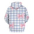 thumbnail image 3 of Pink Bows Blue Checkered Pattern Men's Women Vintage 3D Hooded Sweatshirt - All-Season Loose Fit Streetwear, 3 of 6