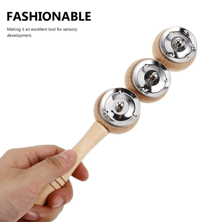 Wooden Handle Jingle Bells Handheld Sleigh Bells 3 Bells