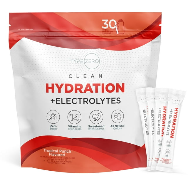 Drink Mix Type Zero Clean Hydration + Electrolitos, paquete de 30