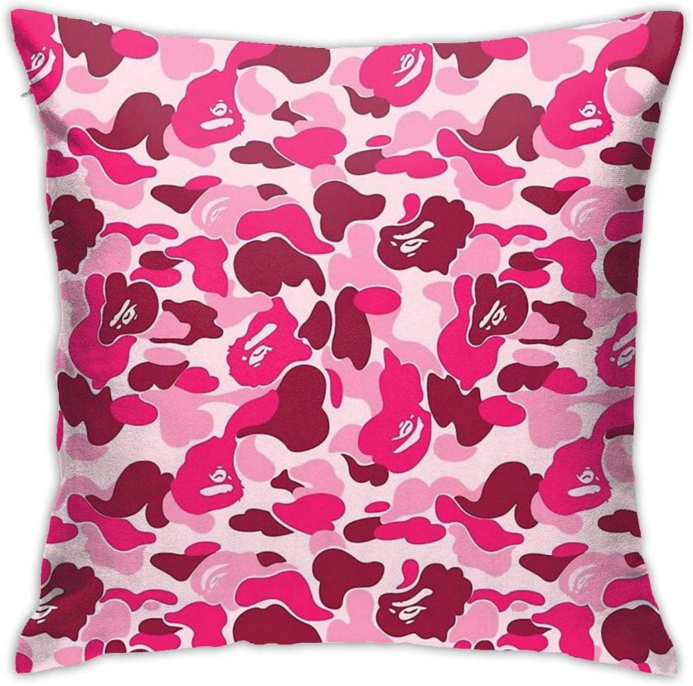 Pink Camo Hoodie Bape Shark Pillow Case Sofa Cushion Cover 