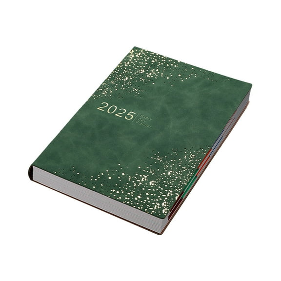 Green 2025 Daily Planner Notebook With Dates, A5 Size Faux Leather Cover & Spiral Binding, Thick Paper For Writing Planning, Portable For Work School Journaling