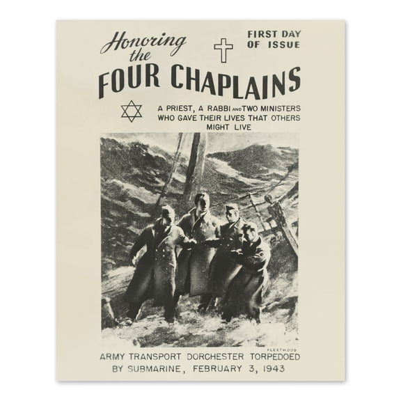 HISTORIX Vintage 1948 Honoring The Four Chaplains Photo Print - Vintage Photo of The Four Chaplains as SS Dorchester Sinks Poster Wall Art