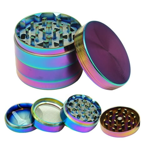52MM Metal Zinc Alloy Tobacco Spice Herb Grinder Crusher 4 Layer Rainbow Dazzle Color