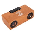 thumbnail image 3 of Wireless  Speaker, Multifunctional Wooden Wireless Alarm Clock Speaker 10W Charging Retro Full Frequency  For Mobile Phones Light Walnut, 3 of 8