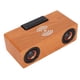 thumbnail image 3 of Altavoz Bluetooth inalámbrico de 10 W con carga inalámbrica, altavoz con forma de reloj despertador retro de madera para teléfonos móviles y tabletas, color nogal claro., 3 of 12