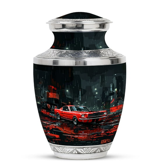 KARYLIZ Muscle Cars Racing Urn for Ashes Adult Male - Memorial Urns - Urn for Human Ashes Adult Female - Human Urns for Ashes - Adult Funeral for Human Ashes Women Burial Cremation (Size 10 Inch)