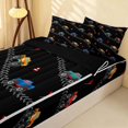 thumbnail image 2 of Erosebridal Monster Truck Zipper Twin Comforter Sets with Fitted Sheet and 2 Pillowcases, Tire Track Zipper Bedding Set, Black, Black Reversible, 2 of 7