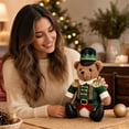 thumbnail image 6 of Nutcracker Style Christmas Teddy Bear,Soldier Costume Design Stuffed Animal Doll for Desktop Mantel,Festive Nutcracker Bear Decor for Home Holiday Gift Display,Green, 6 of 6