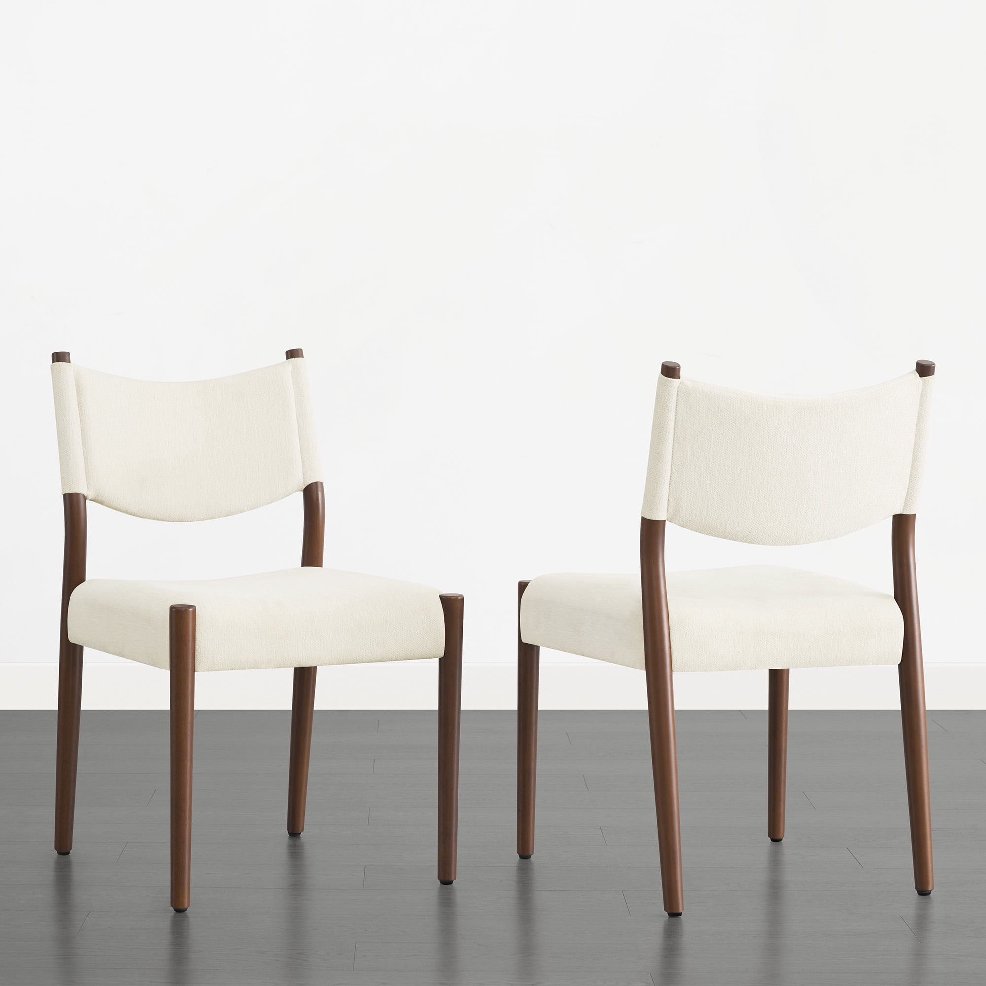 Spruce & Spring Solid Rubber Wood Dining Chair, Spill-Resistant & Stain-Resistant Chenille Fabric, Modern Upholstered Seat with Ergonomic Back, for Kitchen Living Room, Linen, Set of 2