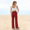 thumbnail image 6 of Nestiefly Cotton Linen Pants Women 2026 Summer Casual High Waist Straight Leg Trousers Lightweight Loose Pant with Pockets Wine 2XL, 6 of 7