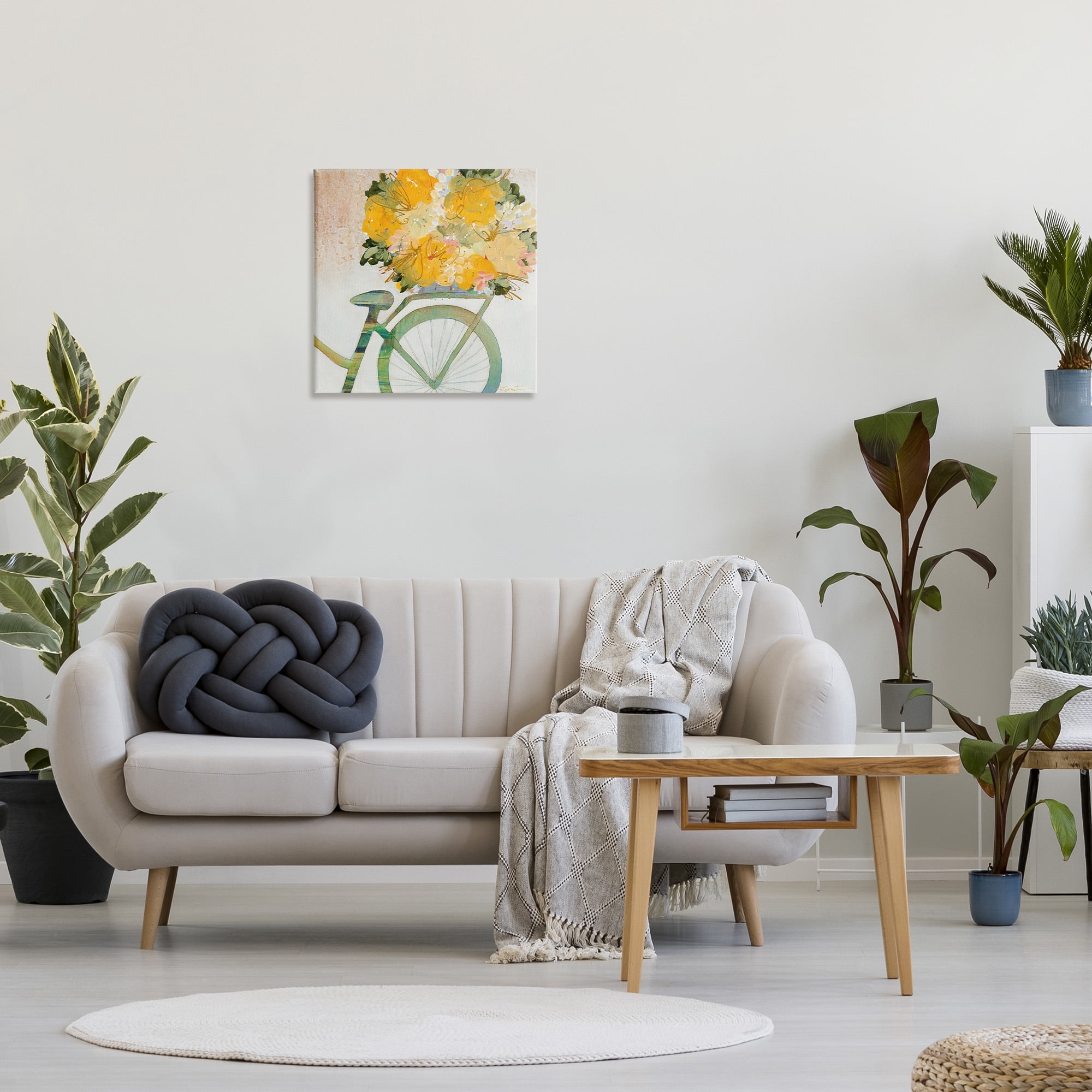 Stupell Industries Bicycle with Abstract Florals Botanical & Floral Painting Gallery Wrapped Canvas Art Print Wall Art, 24 x 24